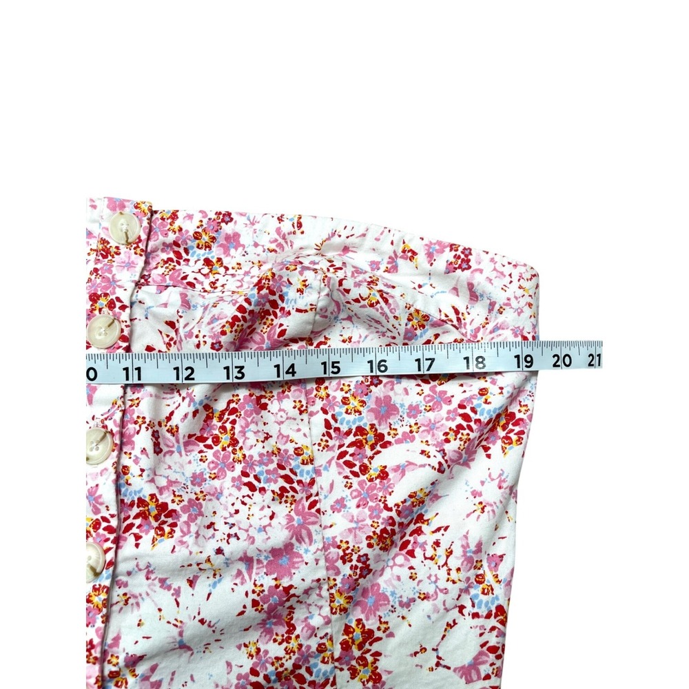 New Free People Strapless Floral Button Front Mini Dress Pink Red XL - Picture 7 of 14